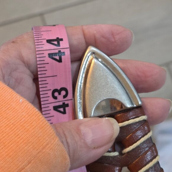 Tommy Bahama Mens Belt Size 38 Braided Leather Belt Solid Brass Buckle Brown - Picture 9 of 10